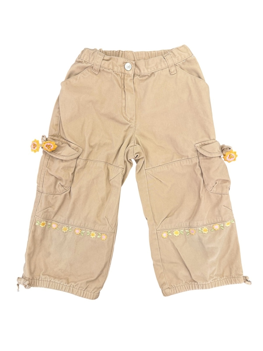 Gymboree embroidered floral cargo/capri pants